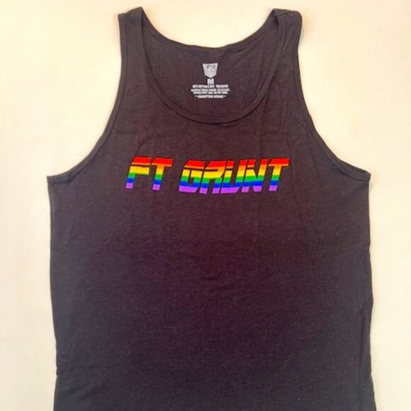 Fort Troff Size M Cotton Blend GRUNT PRIDE Tank Top - Black/PRIDE Colors - Picture 1 of 11